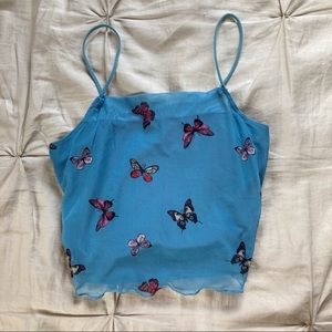 Butterfly Mesh Crop Top